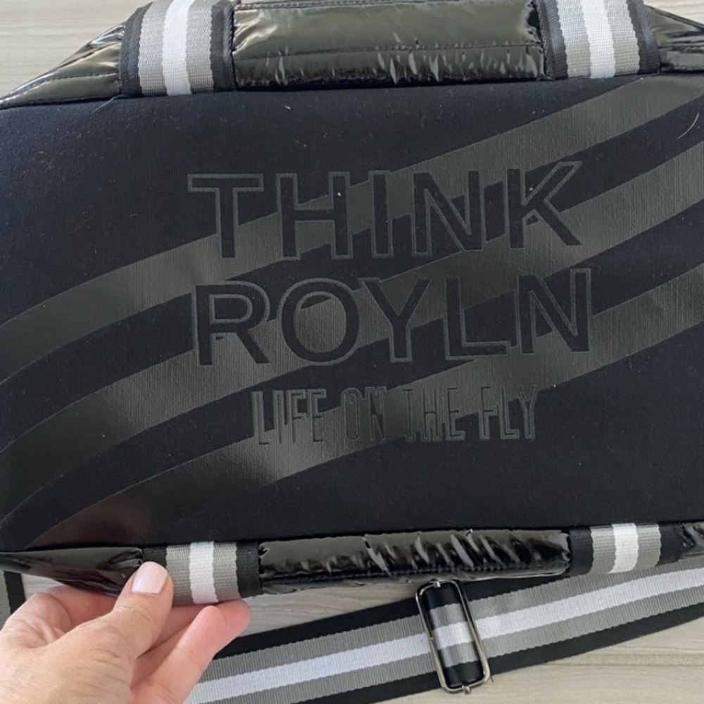 Think Royln Wingman Black Patent Travel Tote. NEW